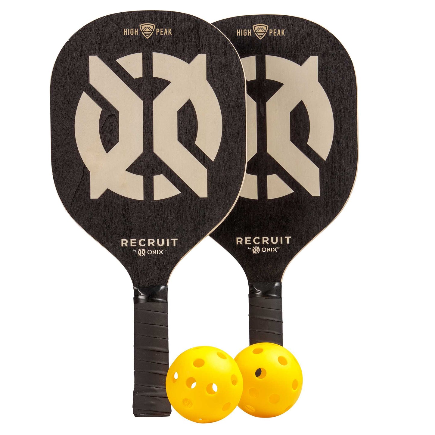 A picture of a custom pickle ball set with logo