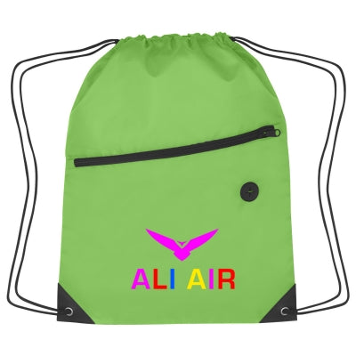 Sports Drawstring Backpack with Zipper Pocket