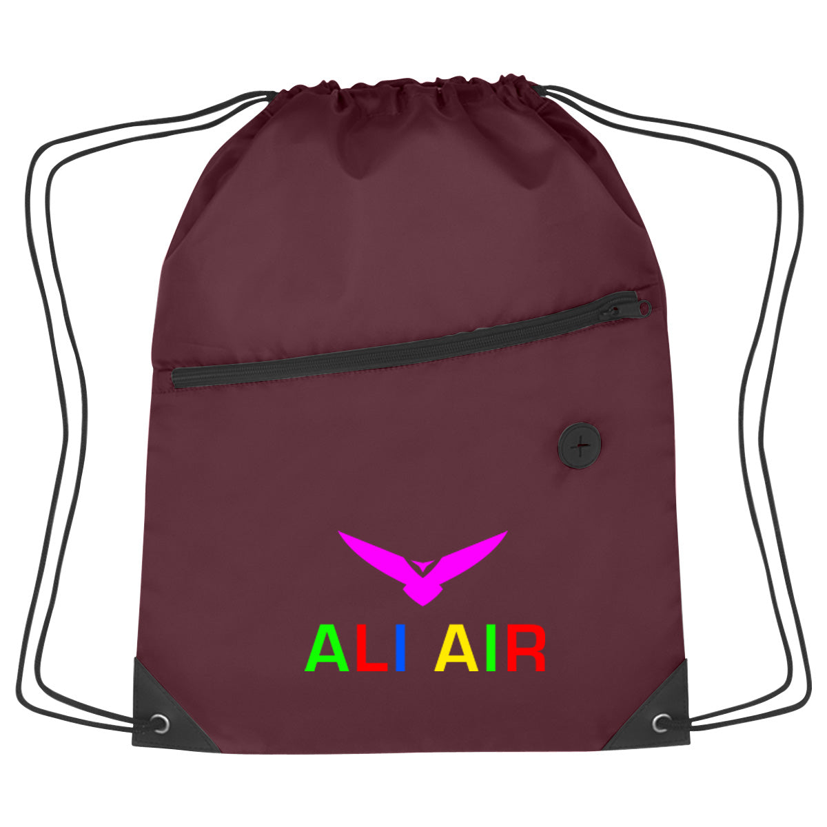 Sports Drawstring Backpack with Zipper Pocket