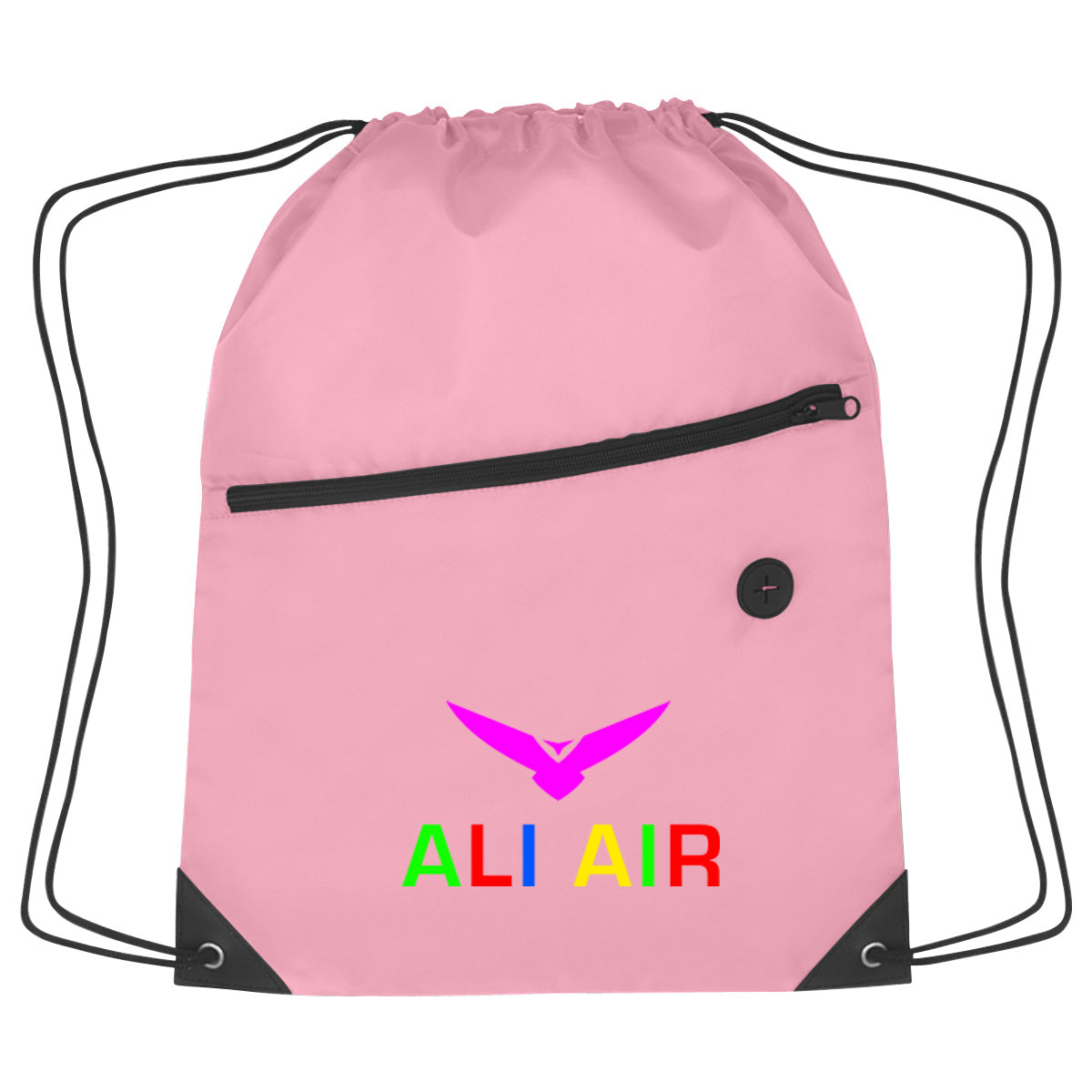 Sports Drawstring Backpack with Zipper Pocket