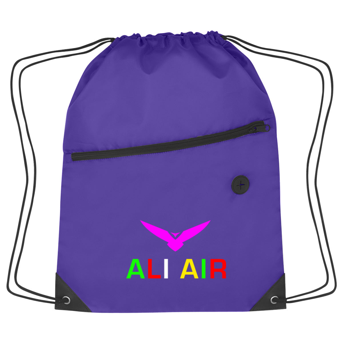 Sports Drawstring Backpack with Zipper Pocket