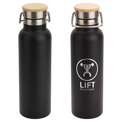 20 oz Vacuum Insulated Stainless Steel Bottle with Bamboo Loop Handle