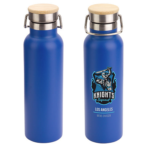 20 oz Vacuum Insulated Stainless Steel Bottle with Bamboo Loop Handle