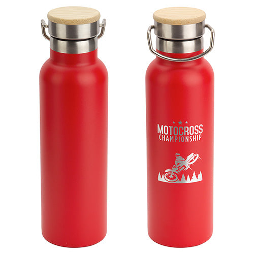 20 oz Vacuum Insulated Stainless Steel Bottle with Bamboo Loop Handle