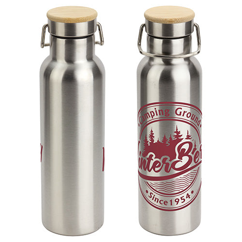 20 oz Vacuum Insulated Stainless Steel Bottle with Bamboo Loop Handle