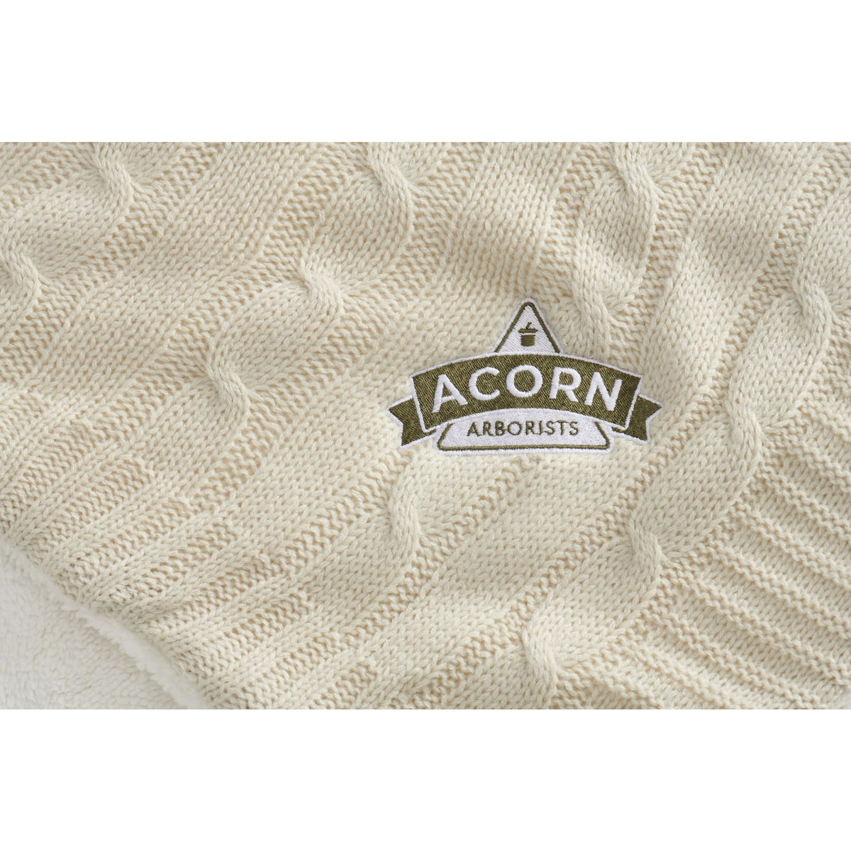 Cable Knit Sherpa Blanket - Cream