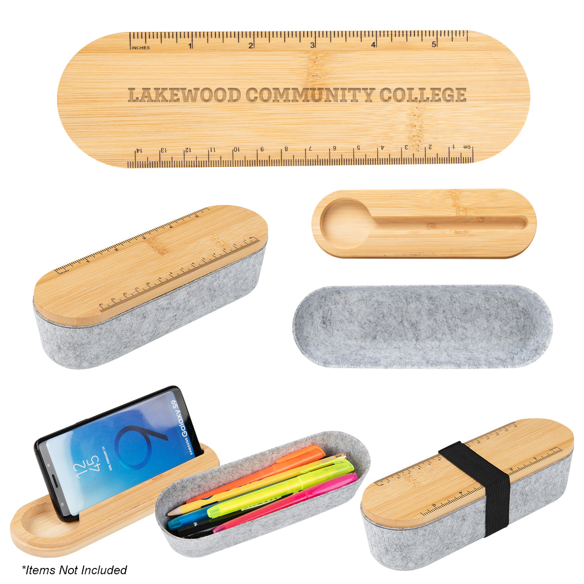 Felt and Bamboo Pencil Box