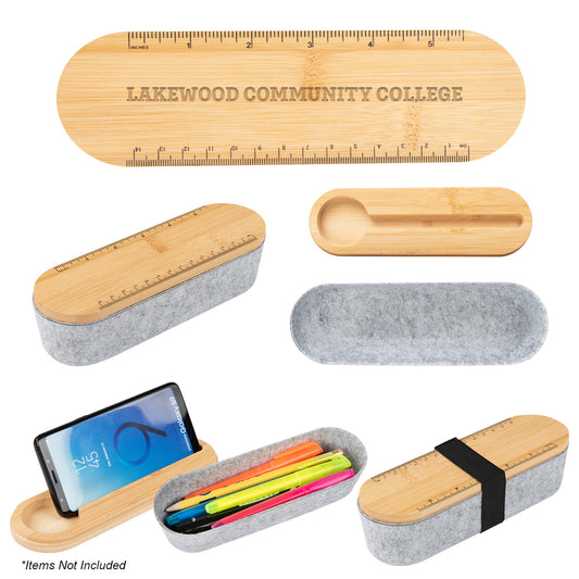 Felt and Bamboo Pencil Box