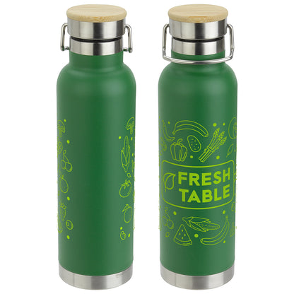 20 oz Vacuum Insulated Stainless Steel Bottle with Bamboo Loop Handle