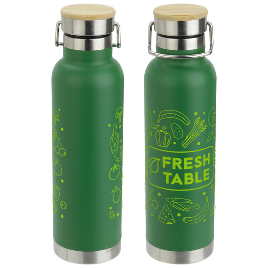 20 oz Vacuum Insulated Stainless Steel Bottle with Bamboo Loop Handle