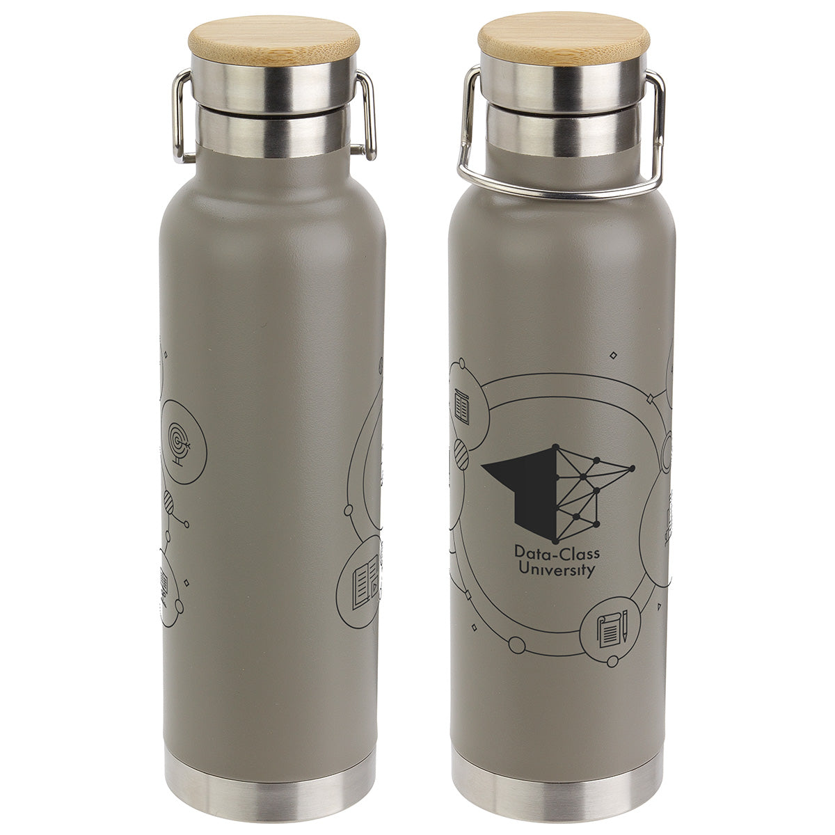 20 oz Vacuum Insulated Stainless Steel Bottle with Bamboo Loop Handle