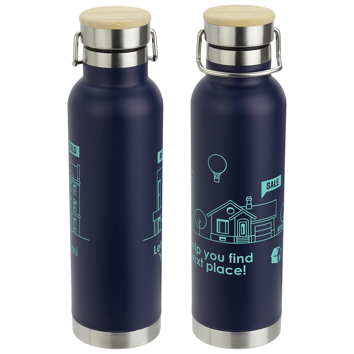 20 oz Vacuum Insulated Stainless Steel Bottle with Bamboo Loop Handle