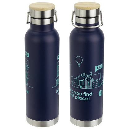 20 oz Vacuum Insulated Stainless Steel Bottle with Bamboo Loop Handle