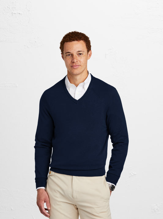 Brooks Brothers Cotton Stretch V-Neck Sweater
