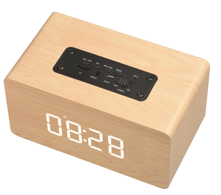 Sunshine All-in-One Wooden Clock and Bluetooth Speaker
