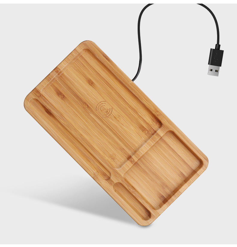 Sage Bamboo Desk Tray with Wireless Charging