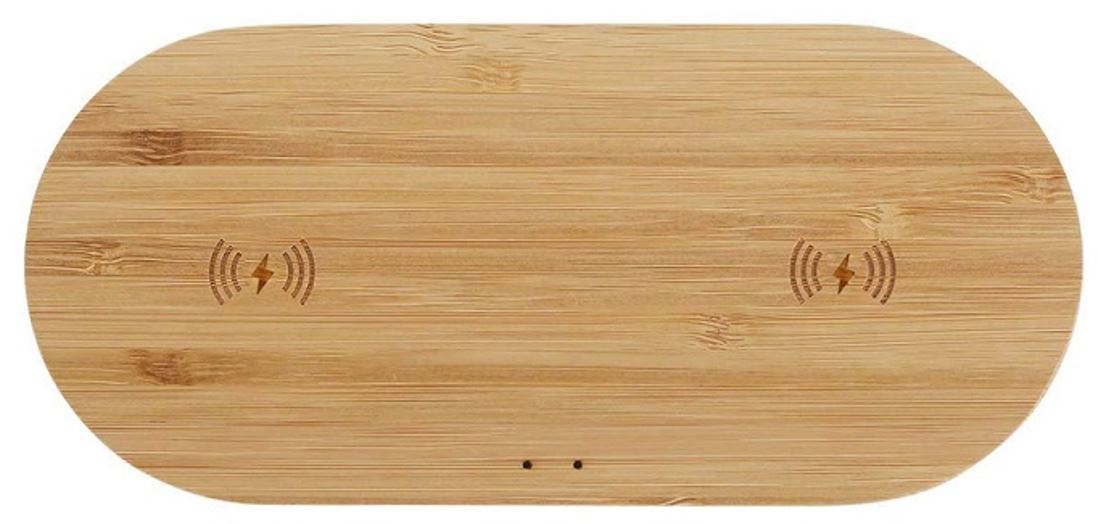 Double Node Bamboo Wireless Charging Pad